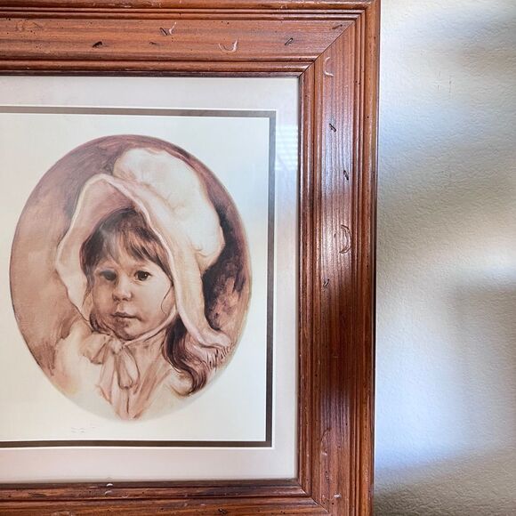 Western Girl Vel Miller Wood Framed Vintage Art Print Decor Country Cowboy Brown - Picture 3 of 5